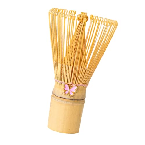 LOL-FUN 竹製 抹茶泡立て器 2.3x4.2インチ 多機能 精巧な職人技 手作り 抹茶パウダーブラシ かき混ぜツール, 蝶の装飾