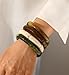 iF YOU 4pcs Chunky Acrylic Bangle Bracelets for Women, Resin Bamboo Bead Stretchy Bracelet Stack, Fashion Jewelry for Women (4pcs-green & brown bracelets)