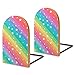 Regenbogen Lustige Sterne Bunte Linie 2 Stück Schwere Holzstämme Buchstützen Modern für Erwachsene,Kinder,Bücherregale,Büro,Schule und Küche Dekorative Holzregale 5x3