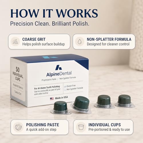 Image of Alpine Blanc Tooth Polish Cups, Mint Flavored - Professional Teeth Polishing Paste for a Smooth, Fresh Dental-Clean Feel - 50 Count