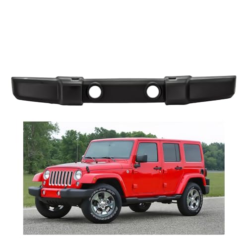 Front Bumper Cover Compatible with 2007-2018 Jeep Wrangler JK - Fits Rubicon Sahara Sport & Unlimited Models - Replaces OE # 1FN67RXFAA CH1000900 - With Fog Light & Tow Hook Holes