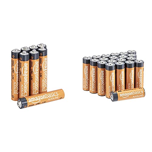Amazon Basics Pilas alcalinas AAAA (Paquete de 8) + Pilas alcalinas AA de 1,5 voltios, Gama Performance, Paquete de 20 (el Aspecto Puede Variar)