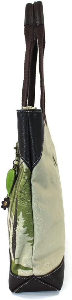 CHALA Canvas Tote Bag - Women Shoulder Purse with Detachable Charm/Keychain