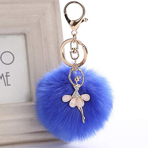 Preisvergleich Produktbild MENGYUE Schlüsselring Frauen Schlüsselbund 8Cm Pelz Pom Pom Schlüsselanhänger Faux Kaninchen Haar Glühbirne Tasche Auto Ornamente Fox Fur Ball Anhänger Schlüsselring