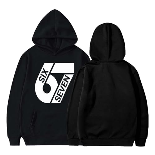 67 Slogan Theme Print Christmas Hoodies Kids Casual Long Sleeve Pullover Sweatshirt Funny Xmas Six Seven Jumper Boys Fashion Street Hoodies Novelty Holiday Tops for Kids (A01-Black, 8-10 Years) - Image 2