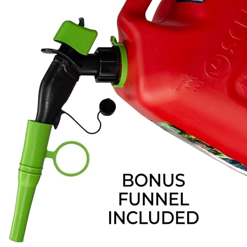 Scepter FSCG552 Fuel Container Spill Proof with Smart Control Pourer, Bonus Spout Extender, Rear Handle, Red Gas Can, 5 Gallon