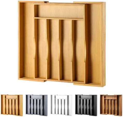 Expandable Bamboo Kitchen Drawer Organizer for Cutlery and Utensi...