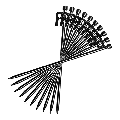 Estacas de metal ligeras para tienda con diseño para atar cuerda 2