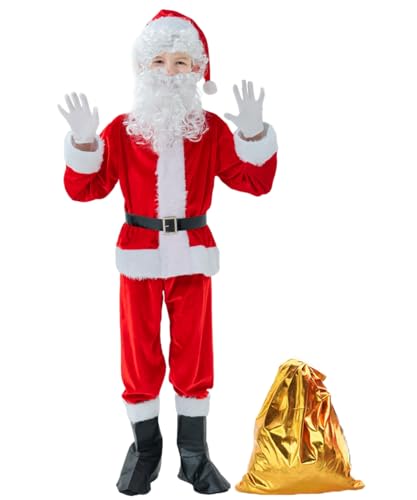 Disfraz completo de Santa para niños, 9 piezas miniatura 1