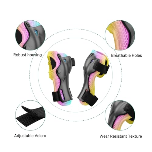 ZLEIOUY Kids Protective Gear Set Knee Pads for Kids 3-14 Years Toddler Knee and Elbow Pads with Wrist Guards 3 in 1 for Skating Cycling Bike,Biking, Roller Skates, Scooters - Image 3
