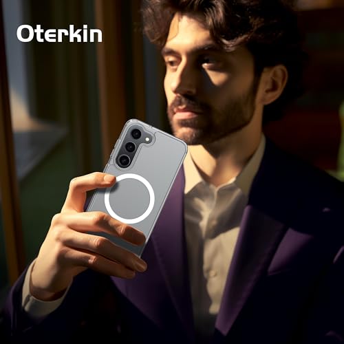 Image of Oterkin Magnetic for Samsung Galaxy S23 Fe Case Matte, S23 Fe Phone Case Compatible with MagSafe Frosted Translucent Shockproof Anti-Scratch Slim Fit Case Military Grade Protection (Clear Matte)
