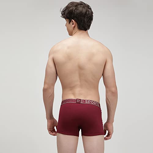 Image of sporto Men's Mid-Rise Super Soft & Comfortable Solid Cotton Square Trunks with No-Fold & No-Pinch Elastic Waistband (Combo Pack)