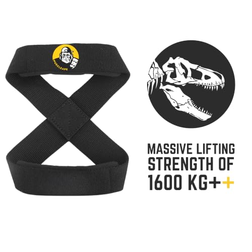 Image of Muscleape Weight Lifting Straps with Padded Wrist Support for Men & Women, Deadlift Straps for Gym, Grip Support Straps for Weightlifting, Pull Ups,Rows & Strength Training. (8 Dark)