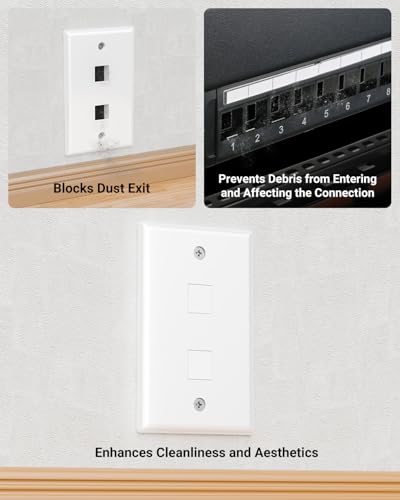 VCE 30-Pack Blank Keystone Jack Inserts for Keystone Wall Plate and Patch Panel - White