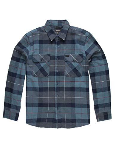 Brixton Men's Bowery L/S Flannel, Navy/Carolina Blue, L