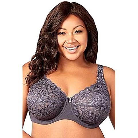 Elila Isabella Lace Full Coverage Bra 34I, Grey Cover
