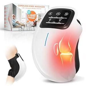 Cordless Knee Massager with LED Screen, Infrared Heat and Vibration Knee Pain Relief for Swelling Stiff Joints, Stretched Ligament and Muscles Injuries, Portable Knee Massage for Family and Friends