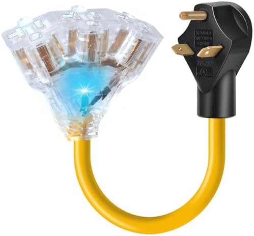 30 Amp to 110V 20 Amp RV Distribution Adapter,NEMA TT-30P Male to...