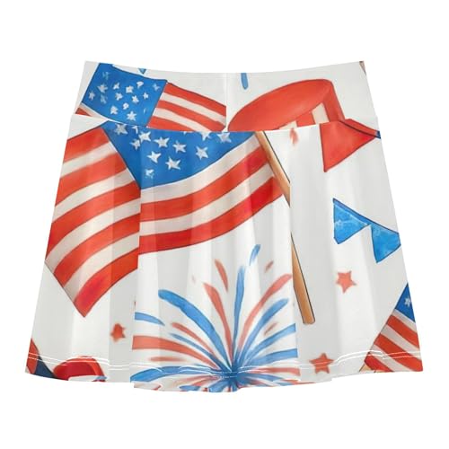 Joisal Athletic Shorts Girls Skorts Toddler Tennis Skirts Colored Little Girl of July American Flags 3t2