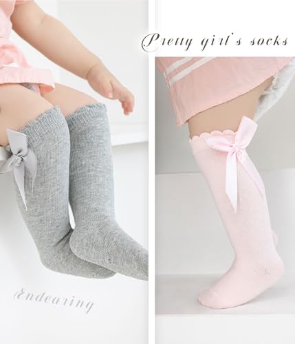 Image of CHUNG Toddler Baby Girls Knee Hight Stocking Cotton Socks 0-7Years Solid Color Bowknot Thin Spring Summer