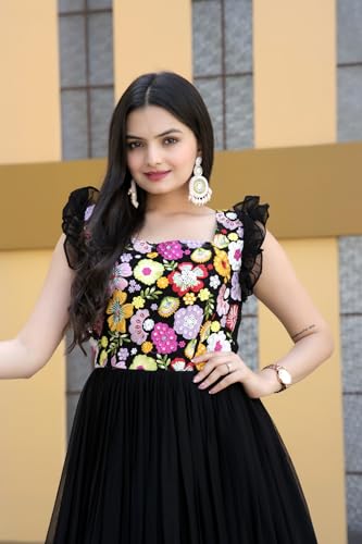 Image of Women's Floral Printed Stylish Georgette Anarkali Gown for Women.