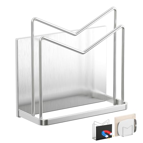 PAVSTINE マグネット スタンド 18-8ステンレス 立て 防錆 ホルダー 強力磁石  収納 ラック 水切り 浮かせる収納 省スペース 約W13.5XD5.5XH12.5cm シルバー