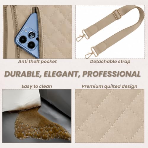 Image of OCEANEVO 2 in 1 Stylish Laptop Tote Bag for Women Office use with Insulated Lunch Bag Compartment includes Small Pouch and Luggage Tag, Laptop Handbag for Office, Travel