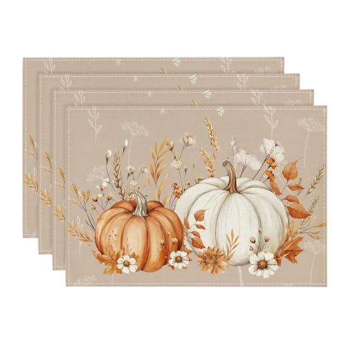 Artoid Mode Camel Pumpkins Wheat Fall Placemats Set of 4-12 x 18 Inch