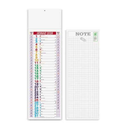2 Pezzi Calendario da Muro 2026 Olandese Slim Rosso – Calendari Lunghi e Stretti Mensili 14x47 cm, Carta Patinata, Made in Italy – Ideali per Ufficio e Casa