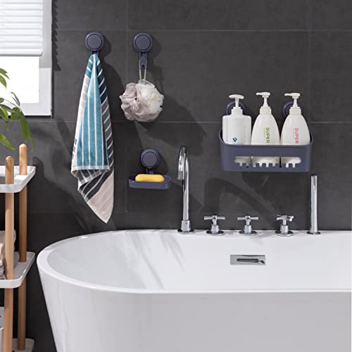 Uten Shower Shelf No Drilling Set, Shower Basket, Soap Dish with Suction Cup, Pack of 2, Plastic - Image 2