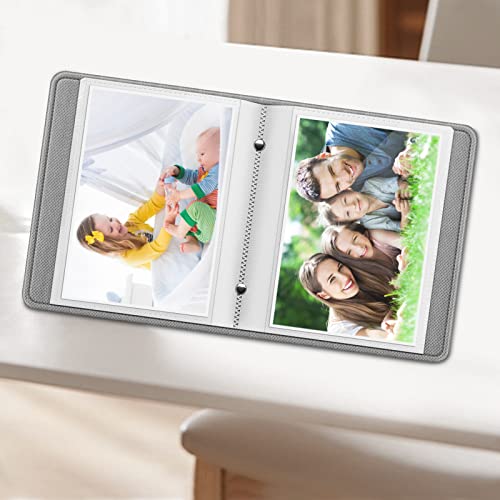 Fintie Photo Album 5X7 Photos - 52 Photos Small Mini Capacity Premium Vegan Leather Cover Photo Book, Portable Wallet Photo Album For Wedding Family Boys Girls Art Work, Raining Hearts #TOP6