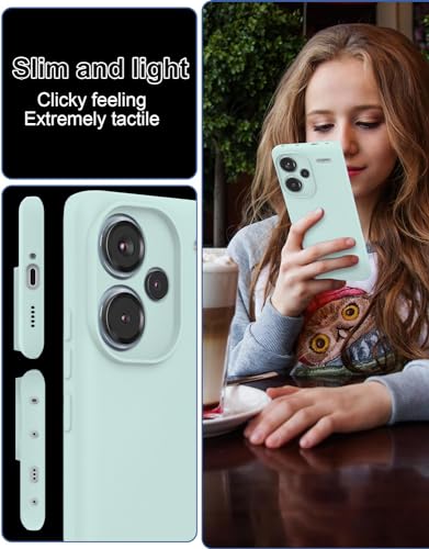 Image of DIZORO Compatible with Mi Redmi Note 13 Pro Plus 5G Back Cover with Upgraded Square Edges for Camera Protection Shockproof Flexible Matte Liquid Silicone Mobile Phone Case (Mint Green)
