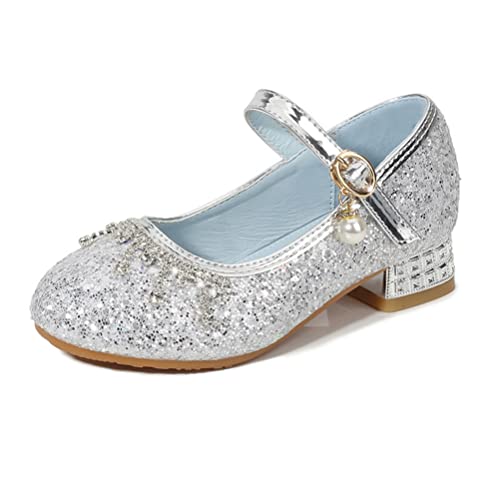 Girl's Adorable Sparkle Low Heel Mary Jane Princess Party Dress Shoes