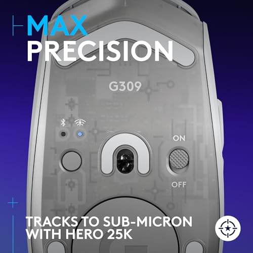 Logitech G309 Lightspeed Wireless Gaming Mouse, Lightweight, LIGHTFORCE Switches, Hero 25K Sensor, 300+ hr Battery, 6 Programmable Buttons, PC & Mac - White image 4