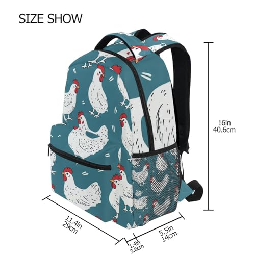 Rooster Chicken (009) Laptop Backpack, Lightweight Multi Pockets Book Bag Daypack for Women Men Travel2