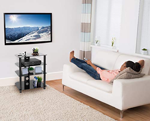 Mount-It! Av Component Media Stand, Audio Tower And Media Center With 4 Tempered Glass Shelves, 88 Lbs Capacity, Black Silk (Mi-867) #TOP1