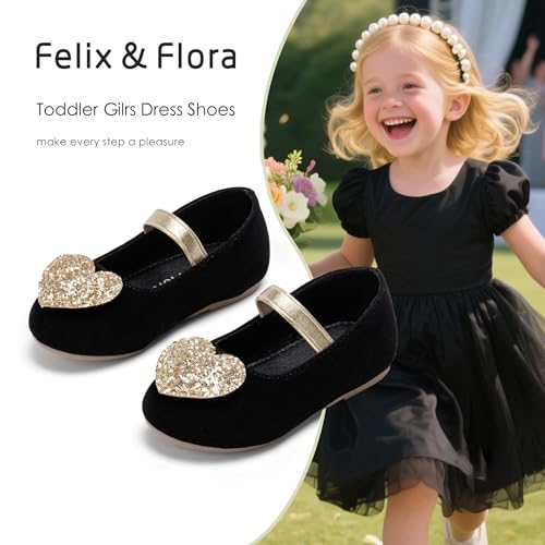 Image of Felix & Flora Toddler Flower Girl Dress Shoes - Baby Girl Ballet Mary Jane Flats for Party School Wedding