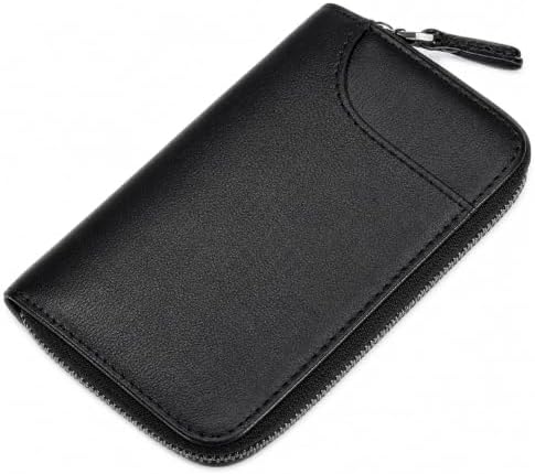 Large Zipper Leather Car Key Case by BAKUN, Key Holder Key Organizer Wallet, with 16 Hooks