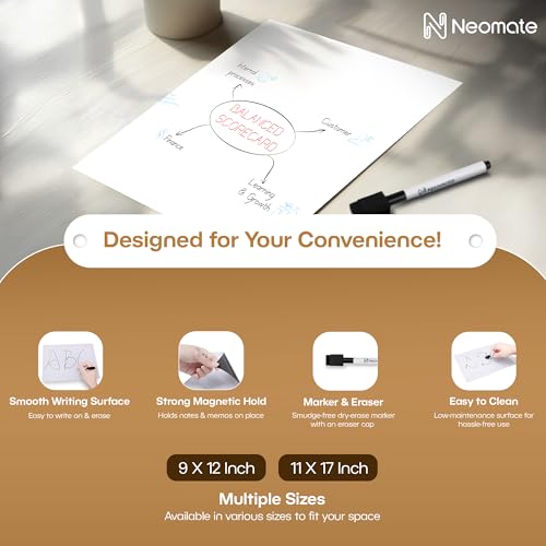 Image of Vinyl Magnetic Whiteboard Planner Sheet | 23X30 Cm, Landscape | Flexible Dry Erase Writing Film for Fridge, Office, Or Metal Wardrobe | Includes Marker Pen