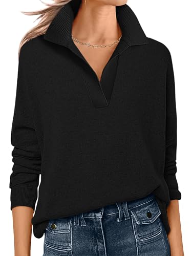 ANRABESS Womens Polo V Neck Long Sleeve Sweaters...