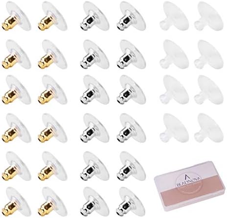 BEADNOVA Earring Backs for Studs Bullet Clutch with Pad Earring Backings Hypoallergenic Earring Stoppers Pierced Safety Backs for Earrings (210 pcs, Mix)