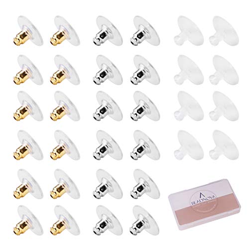 BEADNOVA Earring Backs Lifter Replacements for Droopy Ears Bullet Clutch with Pad Disc Plastic Earring Backings Pierced Earring Back for Posts Secure Locking for Heavy Studs Earring Nut Stopper 210pcs