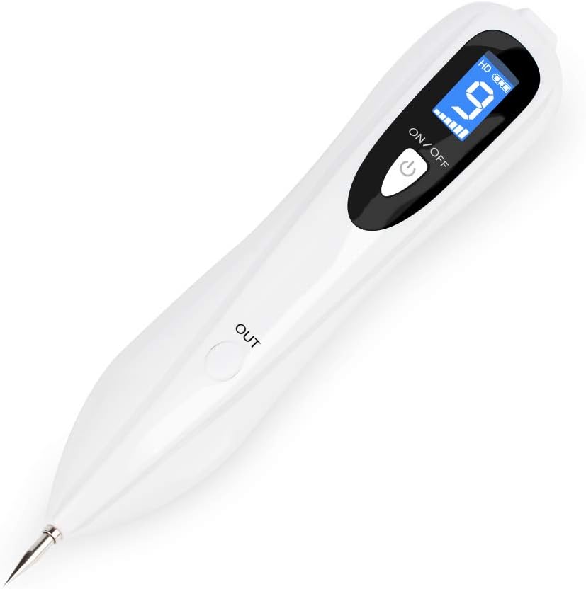 Spot Remover Pen, Skin Tag Mole Removal Pen with 9 Level Intensity for Freckles Dark Spots Wart Tattoo Skin Pigmentation with Replaceable Needles and Rechargeable USB Cable