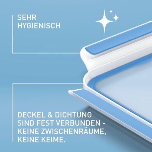 EMSA Clip & Close Frischhaltedose, Eiswürfelform, 22,6 x 16,5 x 4,9 cm, flexibler Boden, Aufbewahrungsbox, 100 Prozent dicht, spülmaschinen-, gefrier-, mikrowellenfest, Blau, Made in Germany, 514549 - 3
