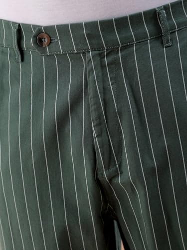 Image of The Indian Garage Co Men Relaxed Cropped Vertical Striped Mid-Rise Trousers
