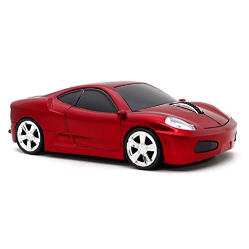 Image of Wireless Mouse Sports Car Mouse USB Computer Mice Optical 2.4GHz with Headlight 1600DPI for PC Laptop MAC (Red)