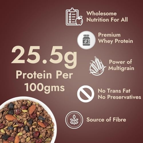 Image of Yolo Roots Dark Chocolate Muesli 400g | No Added Sugar | Oats, Nuts, Seeds & Cranberries | Breakfast Cereal | Crunchy & Ready to Eat Snack | Multigrains Mix