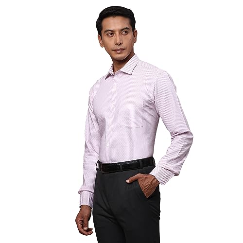 Image of Park Avenue Men's Pure Cotton Stripe Pattern Slim Fit Semi Cutaway Collar Full Sleeve Formal Shirt