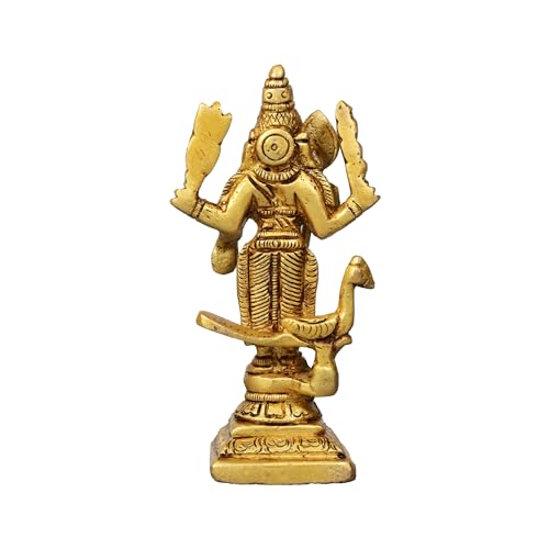 Estatua tradicional de Murugan de latón 4 pulgadas miniatura 5