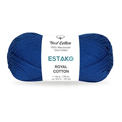 Image of Estako Royal Cotton, 100% Mercerized Giza Cotton Yarn, Soft, Super Fino 1 for Crochet and Knitting 1.76 Oz (50g) / 137 Yrds (125m) (5078)